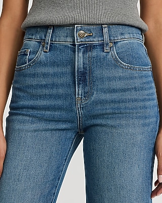 High Waisted Medium Wash Relaxed Flare Jeans