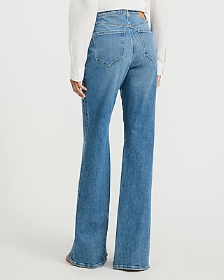 High Waisted Medium Wash 70s Flare Jeans