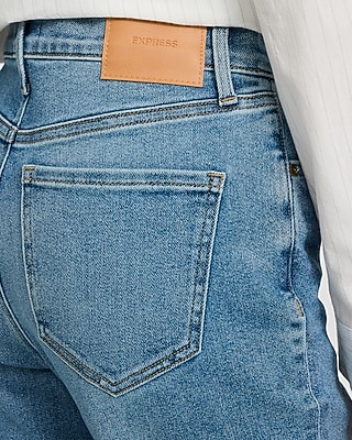 High Waisted Medium Wash 70s Flare Jeans