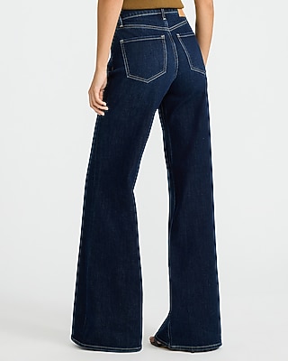 High Waisted Dark Wash Relaxed Flare Jeans