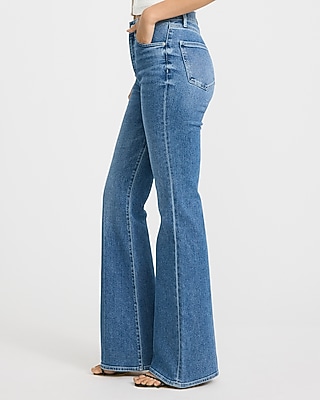High Waisted Medium Wash '70s Flare Jeans