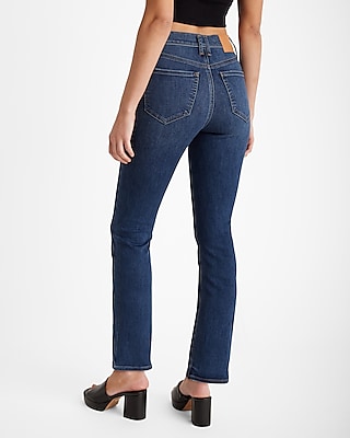 High Waisted Dark Wash Cropped Flare Jeans