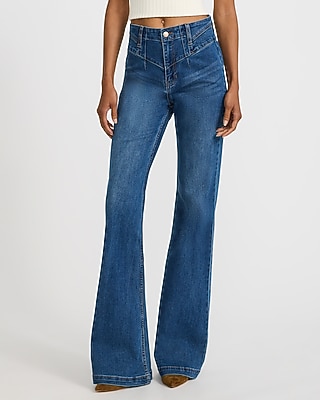 High Waisted '70s Flare Medium Wash Jeans Hyper Stretch
