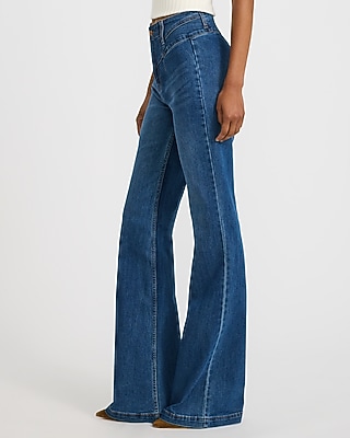 High Waisted '70s Flare Medium Wash Jeans Hyper Stretch