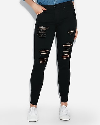 black ripped jeans long