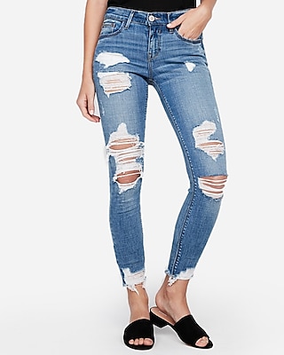 jeans with rips at the ankle
