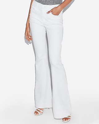 white high rise flare jeans