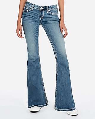 Low Rise Thick Stitch Bell Flare Jeans 