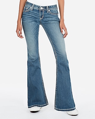 low rise stretch flare jeans