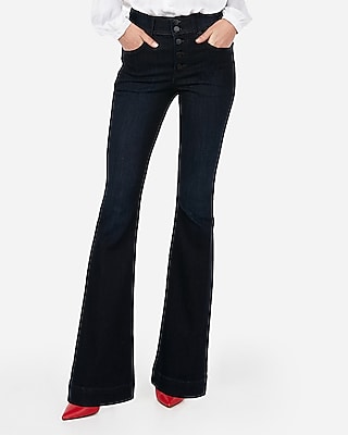 button fly flare jeans