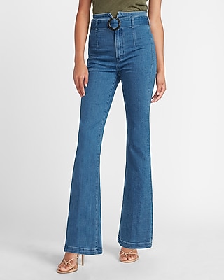 high waisted slim flare jeans