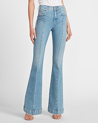 high waisted flare jeans short