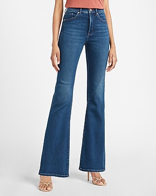 express high waisted flare jeans