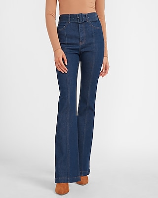 belted flare jeans