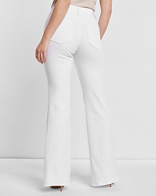 Mid Rise White Ripped '70s Flare Jeans