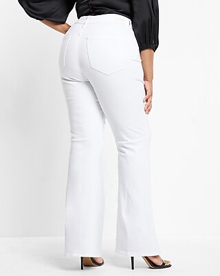 Mid Rise White Ripped '70s Flare Jeans