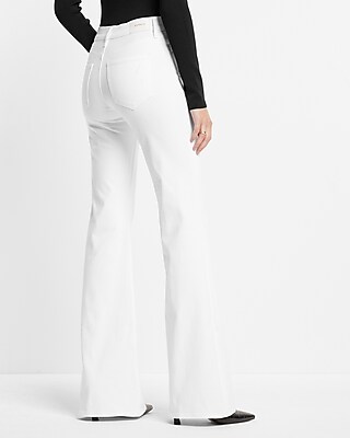 Mid Rise White Ripped '70s Flare Jeans