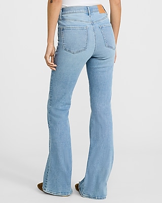 High Waisted Light Wash Seamed '70s Flare Jeans