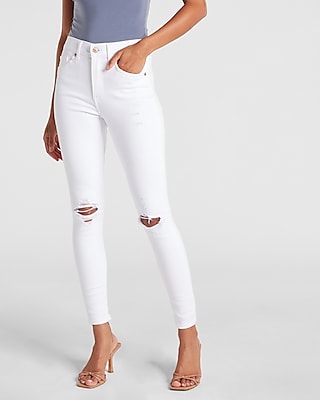 white skinny jeans with holes