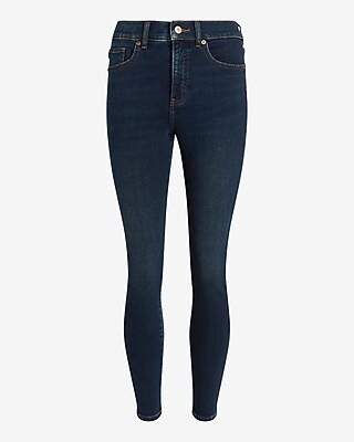 High Waisted Supersoft Knit Dark Wash Skinny Jeans