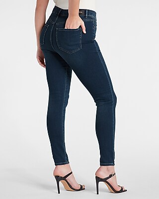 High Waisted Supersoft Knit Dark Wash Skinny Jeans