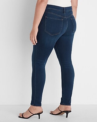 High Waisted Supersoft Knit Dark Wash Skinny Jeans