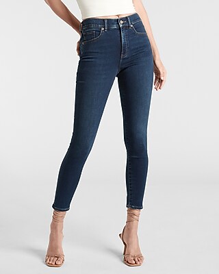 High Waisted Supersoft Knit Dark Wash Skinny Jeans