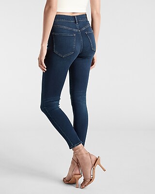 High Waisted Supersoft Knit Dark Wash Skinny Jeans