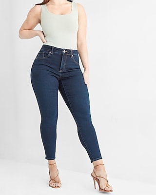 high rise dark jeans