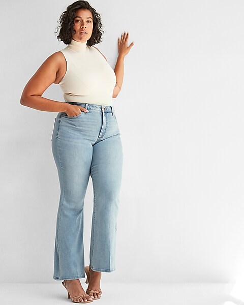 High Waisted Light Wash Supersoft Flare Jeans