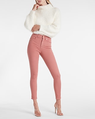 high waisted pink extra supersoft skinny jeans
