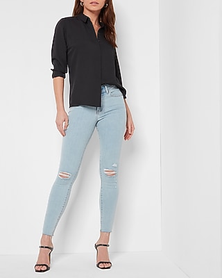 Low Rise Light Wash Skinny Jeans