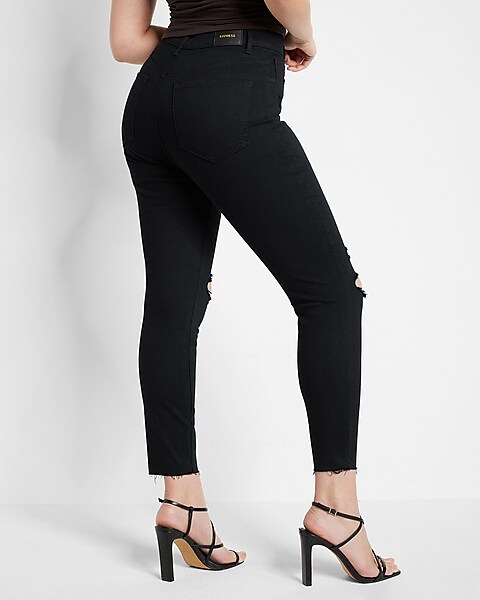 produktion forfængelighed mudder Curvy High Waisted Black Ripped Skinny Jeans | Express