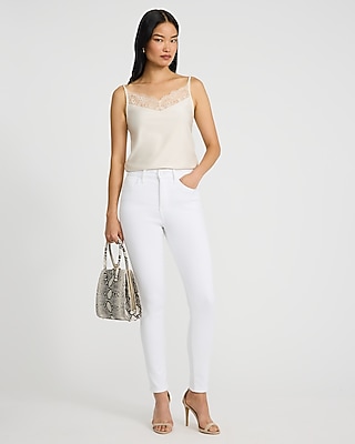 High Waisted White Skinny Jeans