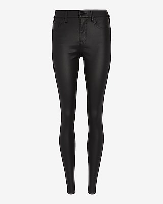 Mid Rise Black Coated Skinny Jeans