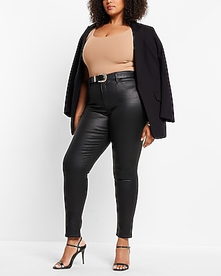 Mid Rise Black Coated Skinny Jeans