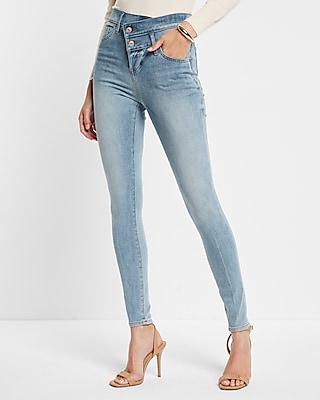 High Waisted Crossover Waistband Supersoft Modern Skinny Jeans