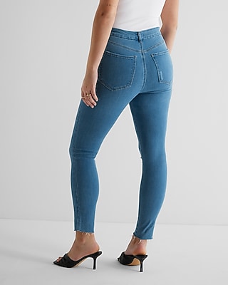 High Waisted Medium Wash FlexX Ripped Skinny Jeans