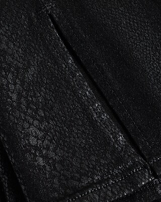 Mid Rise Black Coated Snakeskin Skyscraper Jeans