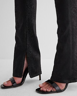 Mid Rise Black Coated Snakeskin Skyscraper Jeans