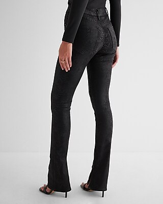 Mid Rise Black Coated Snakeskin Skyscraper Jeans