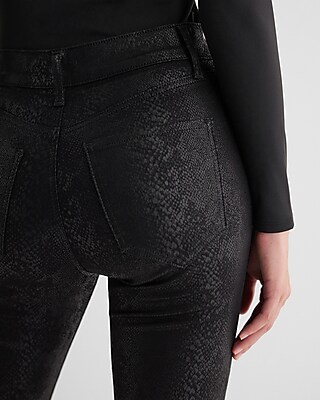 Mid Rise Black Coated Snakeskin Skyscraper Jeans