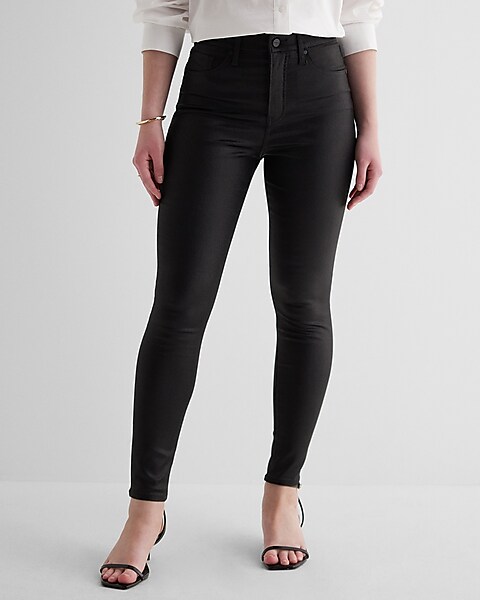 SALE: Black Coated Skinny Trousers, ONLY