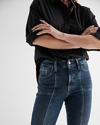 High Waisted Dark Wash Front Seam FlexX Skinny Jeans