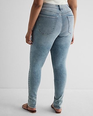 Mid Rise Light Wash Horsebit Skinny Jeans