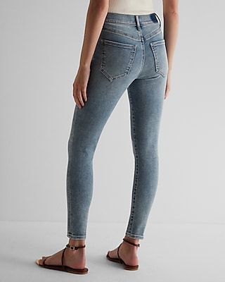 Mid Rise Light Wash Horsebit Skinny Jeans