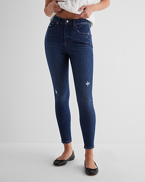 Women s High Waist Stretch Denim Cropped Jeans