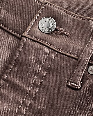 Mid Rise Metallic Coated Skinny Jeans