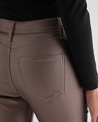 Mid Rise Metallic Coated Skinny Jeans