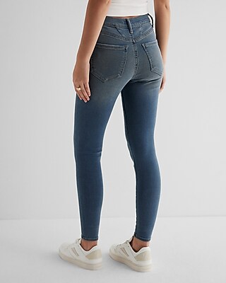Mid Rise Medium Wash Ripped Skinny Jeans - image 4